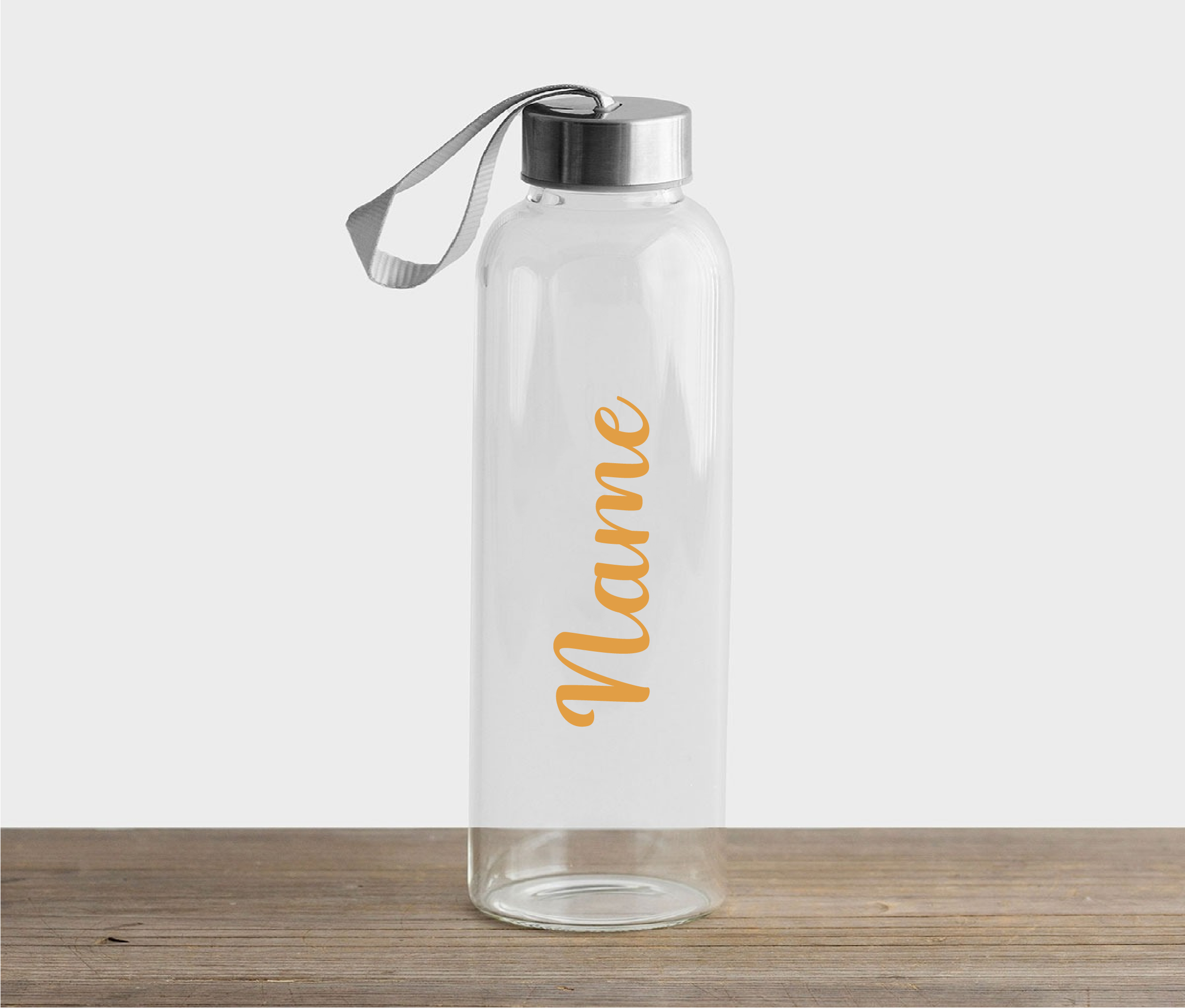 Gold Personalised Glass Water Bottle